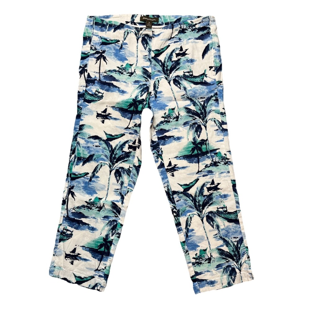 Tommy Bahama Linen Blend Pants 6 Travel Resort Cruise Comfort Stretch Tropical